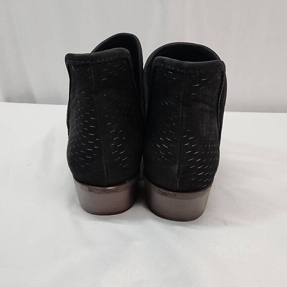 Lucky Brand Size 9 W Baley Perforated Chop Out Booties Wide Black Suede New - Picture 4 of 8